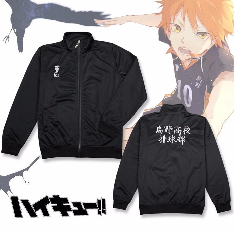 2020 nuevo Anime Haikyuu chaqueta de Cosplay Haikyuu ropa deportiva negra Karasuno escuela secundaria voleibol Club uniforme disfraces abrigo