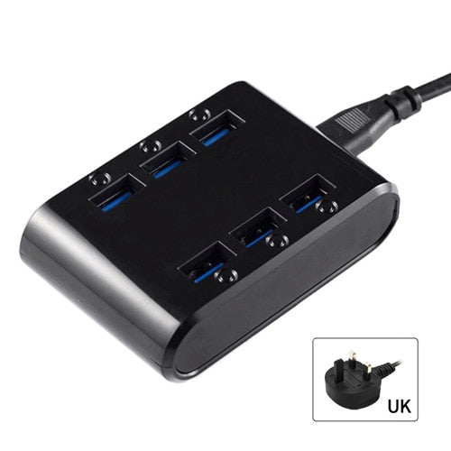 PUJIMAX EU/US/UK Stecker 24W 4.8A 6-Port USB Ladegerät Hub Power Station Handy Ladegerät für Samsung Huawei LG Iphone Adapter