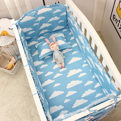 6Pcs Cartoon Baby Crib Bumpers Babies Bedding Sets Padded Baby Crib Rail Cot Bed Sheets Cotton  Customizable Baby Beddings Set