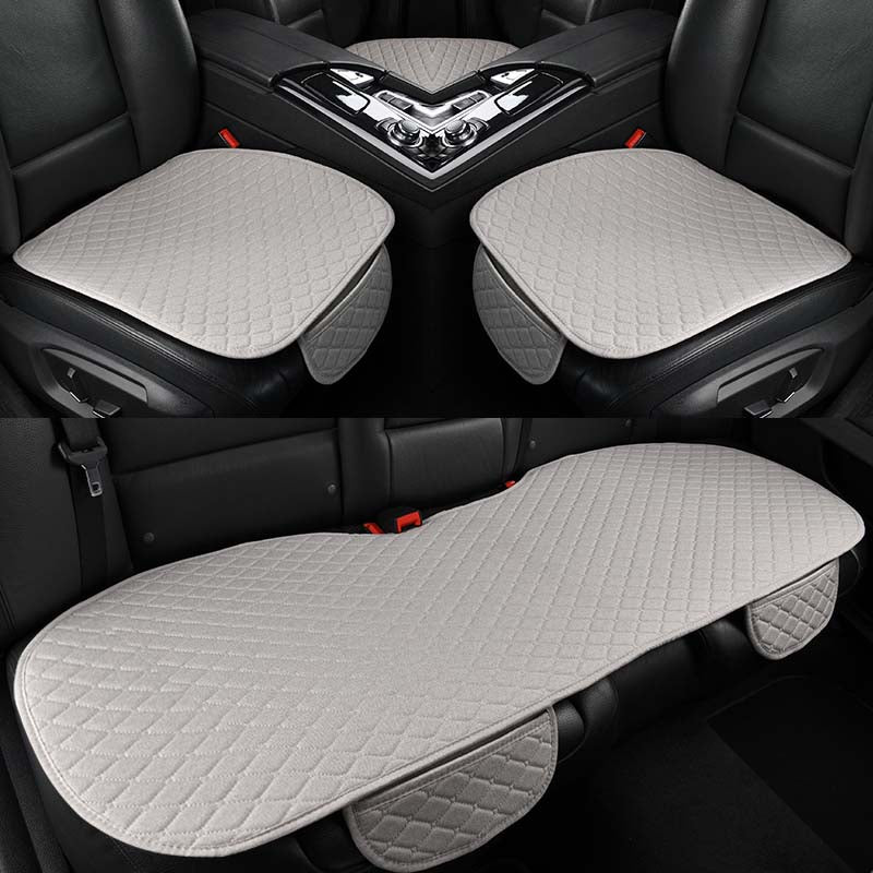 Funda protectora de verano para asiento de coche, cojín de asiento de lino para respaldo delantero y trasero de lino automático, almohadilla para Interior automotriz, camión, Suv, furgoneta