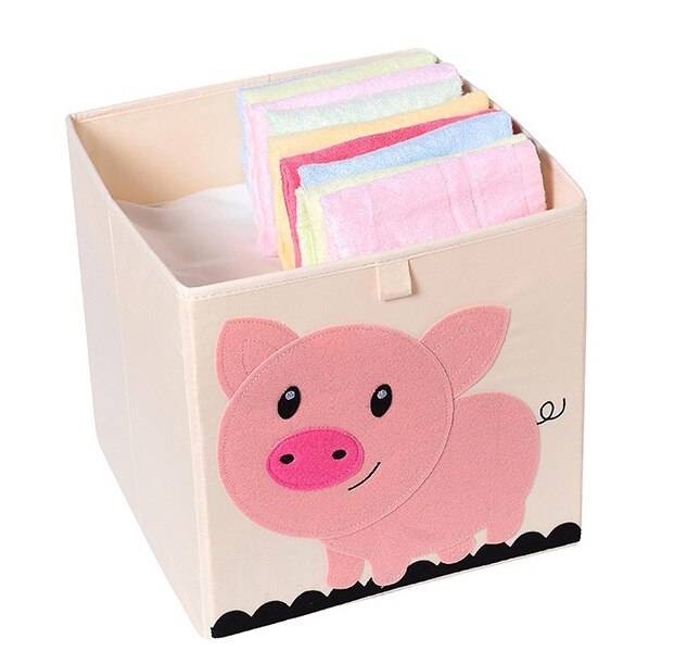 13 inch Foldable Embroidery Animal Cube Storage Box Oxford Fabric Kids Toys Organizers Bins Chest Organizer for Kids Nursery