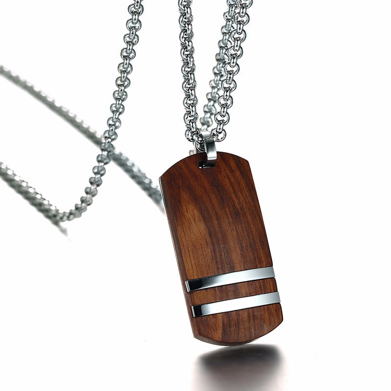 Vnox Vintage Rosewood Men Pendant Necklace Real Wood Wooden Stainless Steel Cross Office Jewelry drop shipping