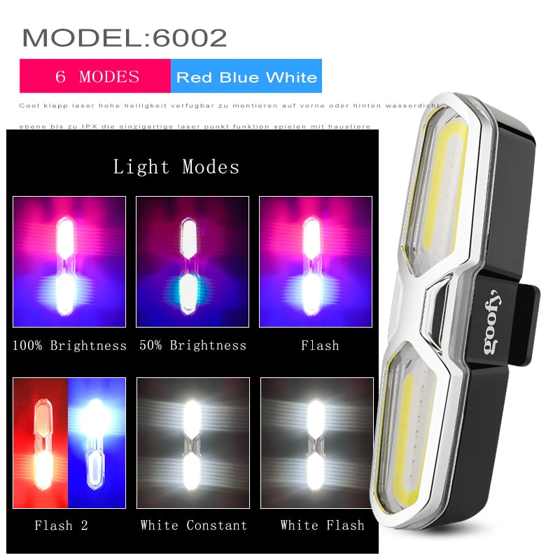 Bicycle waterproof taillight riding taillight LED USB rechargeable mountain bike bicycle light taillight helmet light multi-mode