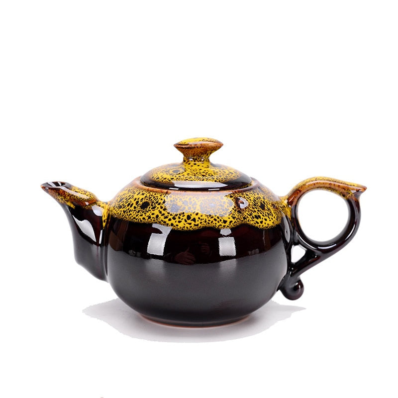 Tetera tradicional china con esmalte de cambio de horno, servicio de juegos de té de diseño elegante, regalos creativos de tetera roja de China