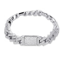 TOPGRILLZ más nuevo Micro pavimentado Baguette Zircon pulsera cubana Iced Out Bling Hip hop joyería oro plata placa CZ cadena cubana 14mm