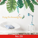 24 estilos Serie de plantas Pegatinas de pared para sala de estar Dormitorio Hojas verdes Calcomanías de pared extraíbles Vinilo DIY Murales ecológicos