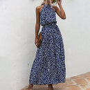 Summer Long Dress Women 2022 Polka Dot Casual Midi Dresses Black Halter Strapless Sundress Vacation Dress Clothes For Women