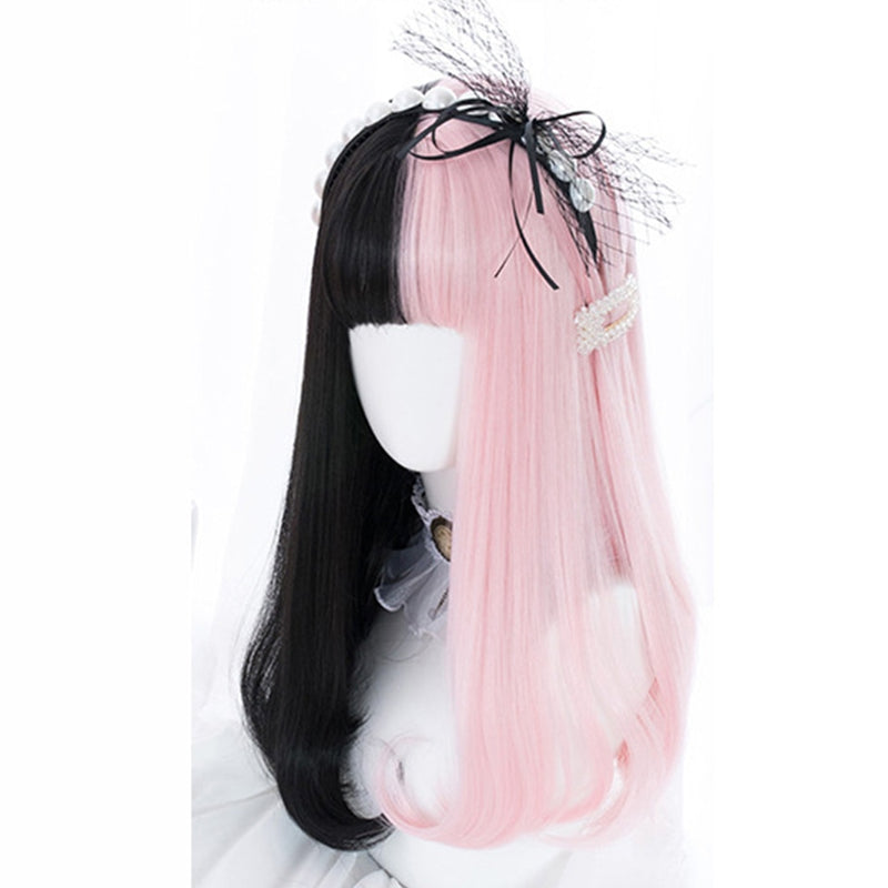 SHANGKE Synthetische Rot Schwarz Blond Weiß Lolita Perücken Für Frauen Lange Gerade Perücke Mit Pony Genshin Impact Cosplay Perücke