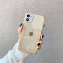 Clear Card Holder Phone Case For iPhone 12 Mini 11 Pro Max XS MAX XR X 7 8 Plus Bumper Solid Color Credit Slot Back Cover
