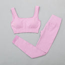 Hohe Taille Sport Legging Gym Damen Sportbekleidung Nahtlose Fitness Damen Yoga Anzug Hoch dehnbar Workout Set Gepolsterter Sport-BH