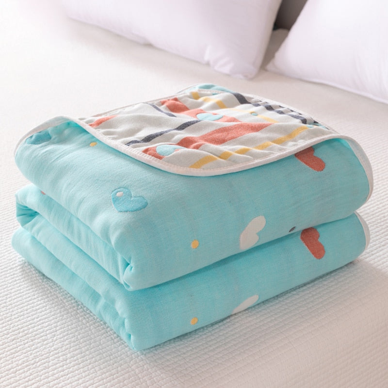 New 6 Layer 100% Cotton Gauze Baby Blankets Baby Muslin Swaddle for Newborn Soft Breathable Small Quilt Knee Blanket Bath Towel