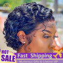 Pixie Cut Perücke Echthaar Perücken Kurze lockige Perücken Bob Perücke Lace Front Echthaar Perücken 13x4 Lace Frontal Perücke 250% Dichte Remy