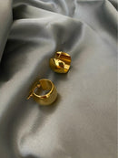 Titanium With 18K Gold Geo Wide Statement Drop Earrings Punk Party Gown Runway T show Gothic  Rare  Korean Japan INS Boho Top