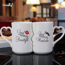 2Pcs Set China Ceramic Couple Cup Lover Kiss Mug Valentine&