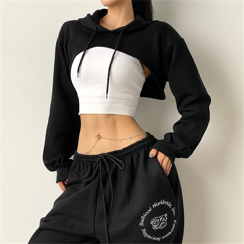 Frauen Fitness Crop Top Baumwolle Sporthemden Langarm Hoodie Sweatshirt Gym Workout Yoga T-Shirts