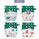 Elinfant Gray Mesh Cloth 4pcs Eco-friendly Diaper Washable Cloth Diaper Adjustable Baby Nappy Reusable pocket Diapers