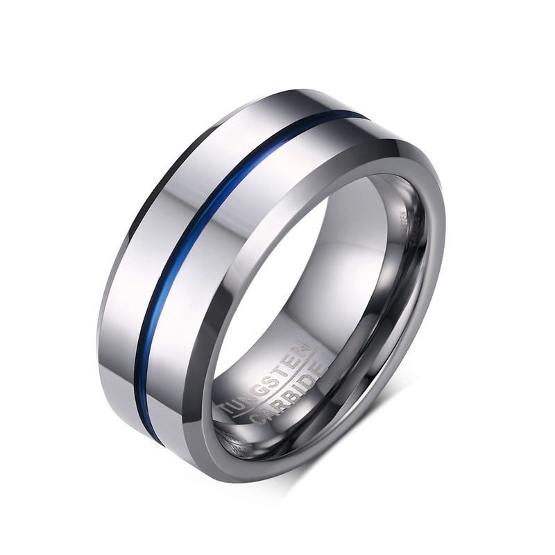 Vnox Qualified 8mm Tungsten Grooved Wedding Band for Men Anti Scratch Anniversary Ring Gift