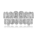 TOPGRILLZ 2021 New Baguette Set Teeth Grillz Full Iced Micro Pave Cubic Zirconia 14K White Gold Hip Hop Jewelry For Men Women