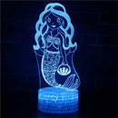 Beautiful Disney Mermaid Princes Ariel Cartoon LED Night Light Children Kids LED Nightlamp Girls Gifts 3d Decorative Table Lamp