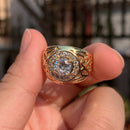 Anillos de boda Kinel grandes y anchos para hombre, anillos de Zirconia cúbica blanca de Color dorado amarillo de Dubái a la moda para mujer, joyería Retro Bohemia