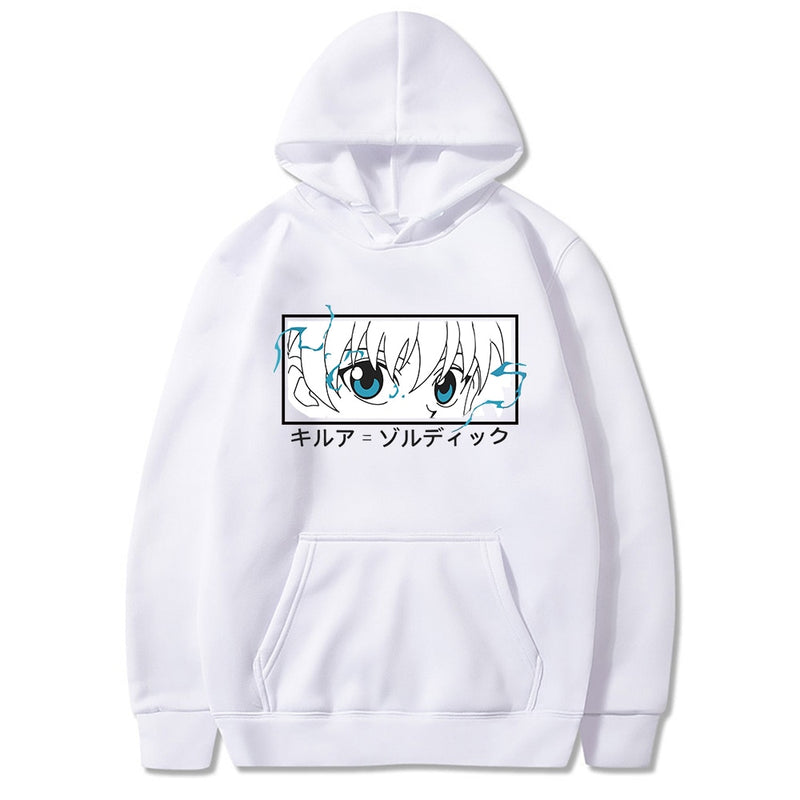 Hunter X Hunter Jerseys Sudaderas con capucha Sudaderas Killua Zoldyck Eye Print Anime Sudadera con capucha Streetwear Tops