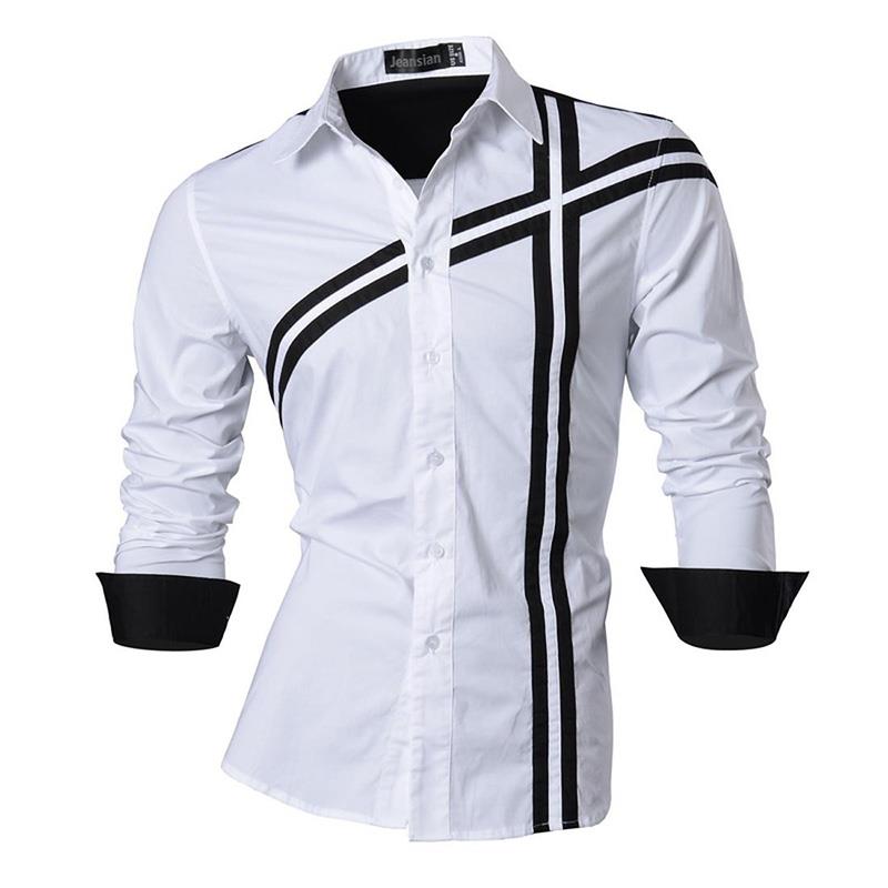 jeansian Spring Autumn Features Shirts Men Casual Long Sleeve Casual Male Shirts Zipper Decoration (No Pockets) Z015