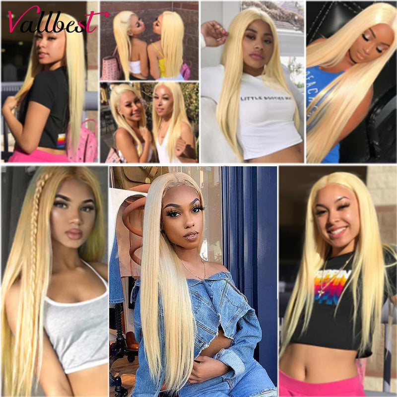 Vallbest 613 Blonde Straight Hair Bundles With Closure Malaysian Human Hair Bundles With Lace Closure With Baby Hair Remy Hair