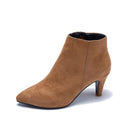 Boots Women Autumn Ankle Boots Sexy Flock High Heels 7CM Point Zipper Leopard Half Short Winter Boots Female Adult Shoes