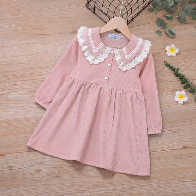 Humor Bear Girls Dress Children Clothing Princess Spring Autumn Floral Dress Loose Flared Sleeve Dress Baby Kids Girls Dress