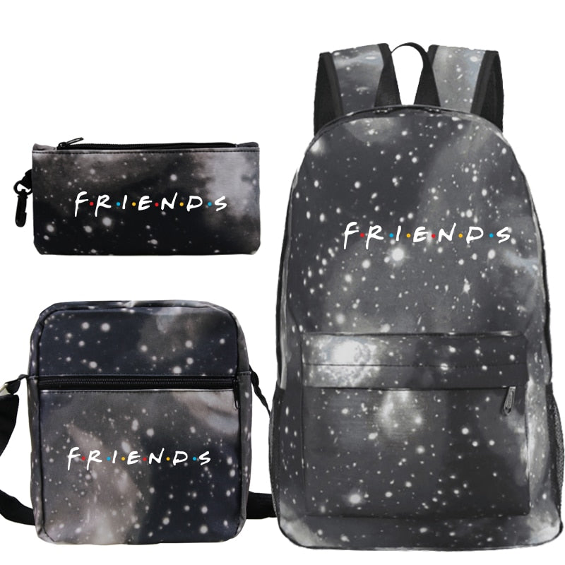 3 Pcs Set Friends Backpack Prints Knapsack for Teenagers Girls Boys Travel Bagpack Children School Bags