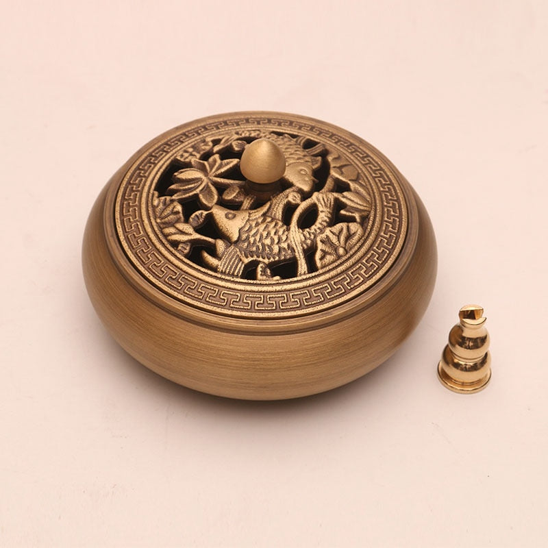 Quemador de incienso de tres patas de artesano de cobre, placa de estufa Zen Xuande, quemador de sándalo, quemador de incienso puro