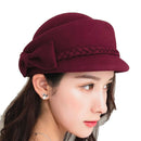 Boina de lana 100%, boina de invierno para mujer, boina de fieltro Floral para mujer, boina francesa de fieltro, gorro fedora, gorro de invierno con flores