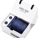 Joy Alice Wedding men neck ties gift box packing men brand luxury necktie pocket square silk tie set cufflinks handkerchief