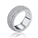 TOPGRILLZ 5 Layer Zirconia Band Ring Full Micro Pave Cubic Zirconia Rings High Quality Hip Hop Fashion Jewelry For Men Women