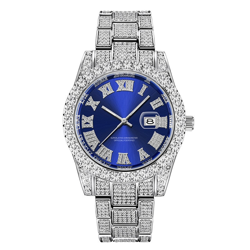 Hip Hop Full Iced Out Herrenuhren Luxus Datum Quarz Armbanduhren mit Micropaved Cubic Zircon Uhr für Damen Herren Schmuck