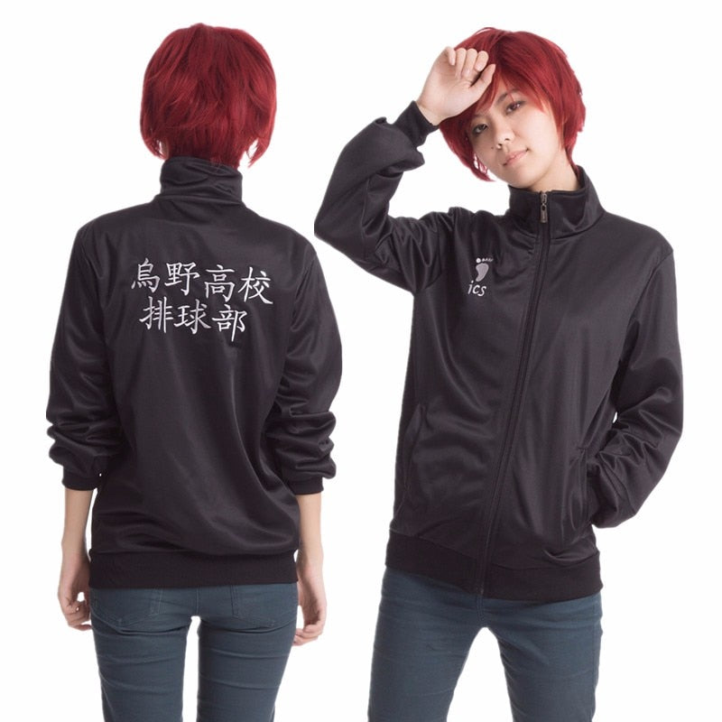 2020 Neue Anime Haikyuu Cosplay Jacke Haikyuu Schwarz Sportswear Karasuno High School Volleyball Club Uniform Kostüme Mantel