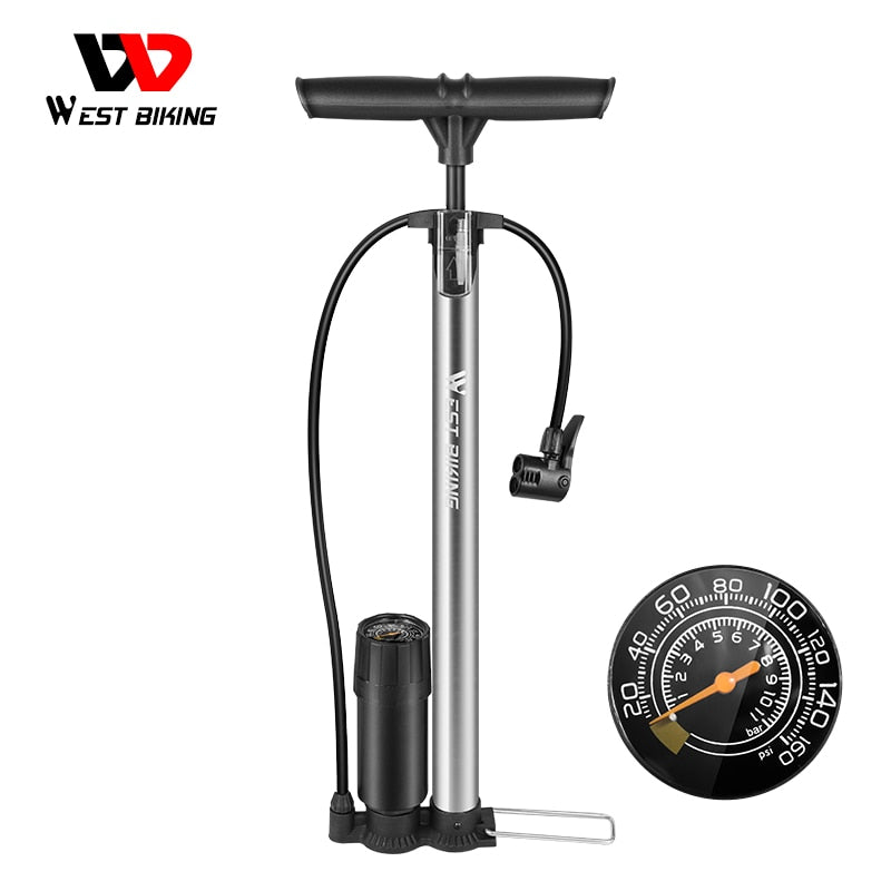 WEST BIKING Bike Floor Pump 120/160PSI Bomba de ciclismo de alta presión Inflador de aire Schrader Presta Valve Road MTB Bicicleta Neumático Bomba