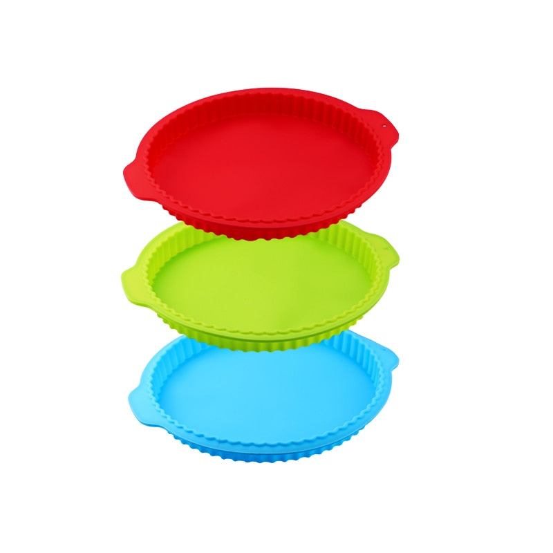 10 Inch Pizza Round Wave Edge Silicone Baking Pans Handmade Cookie Bread Loaf Pizza Pie Toast Tray Thin Cake Mold Kitchen Tools