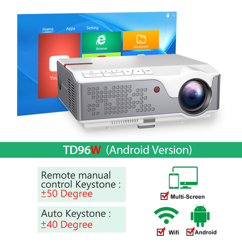 ThundeaL Full HD Native 1080P Projector TD96 TD96W Projetor LED Wireless WiFi Android Multi-Screen Beamer 3D Video 3D Proyector