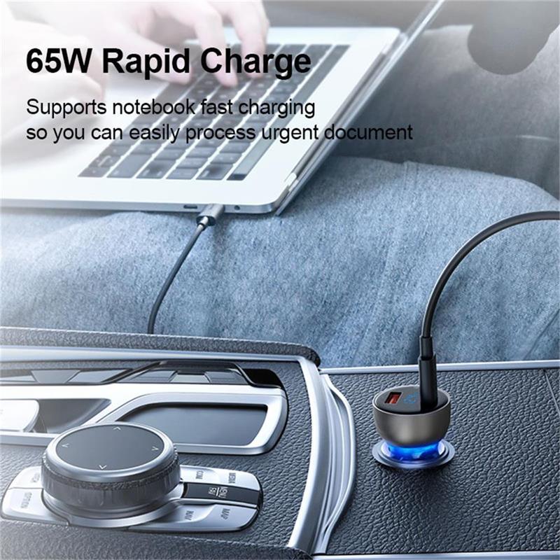 Baseus 65W USB Car Charger Quick Charge 4.0 3.0 QC4.0 QC3.0 Type C PD Fast Car Charging Charger For iPhone Xiaomi Mobile Phone
