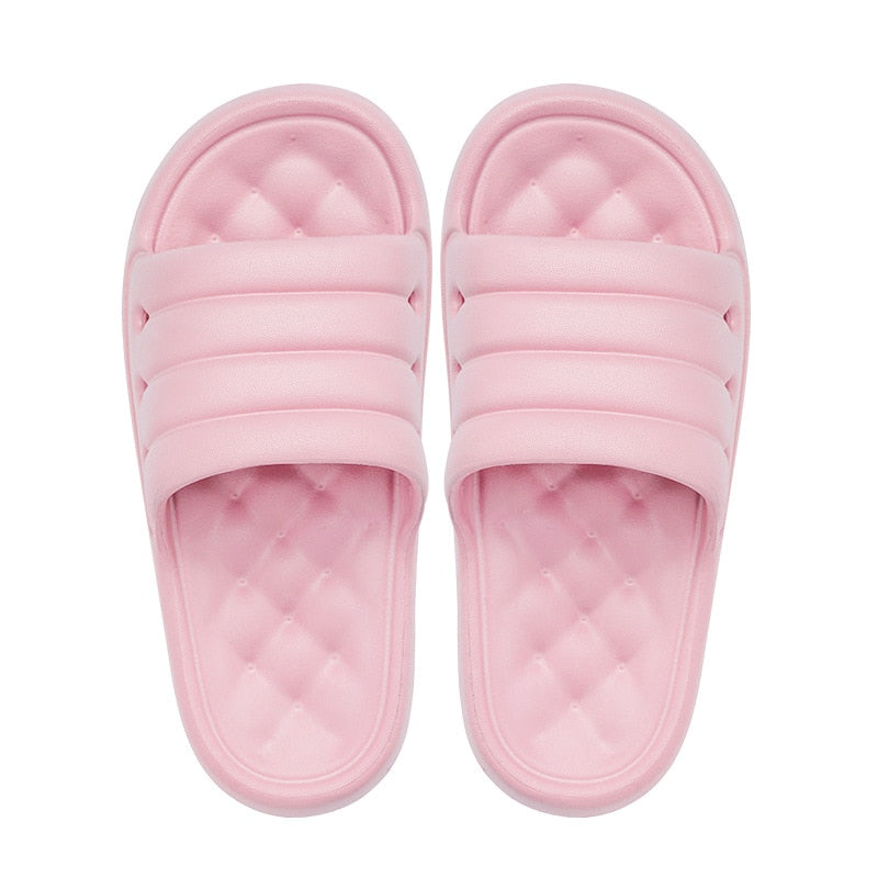 Bonitas pantuflas para el hogar de Color caramelo, plataforma de 3,5 cm, parte inferior gruesa, toboganes suaves antideslizantes, suelas de masaje, zapatos de baño para hombres y mujeres