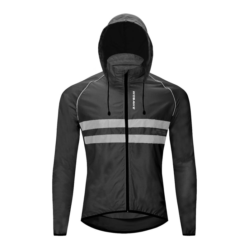 WOSAWE Windproof Cycling Jackets Hooded Men Riding Waterproof Cycle Clothing Bike Long Sleeve Jerseys Reflective Vest Wind Coat