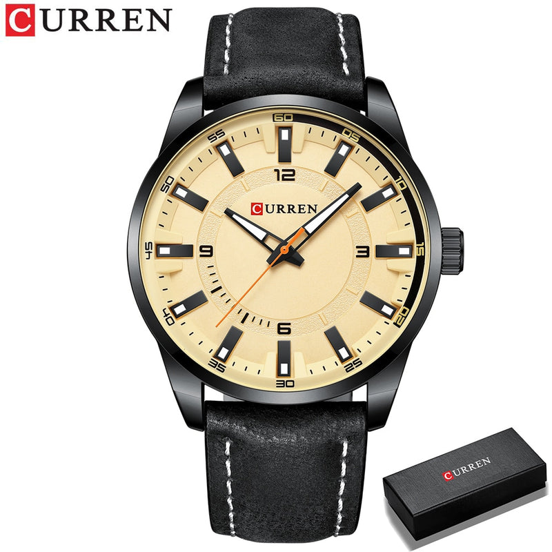 CURREN Top Brand Fashion Clock for Men Casual Leather Quartz Writwatches Colorful Waterproof Watches Relogio Masculino