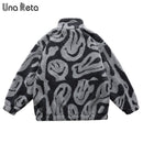 Una Reta M-XXL Winter Men Coat New Casual Lamb Wool Parka Coat Streetwear Loose Men Clothing Grain Fleece Men&