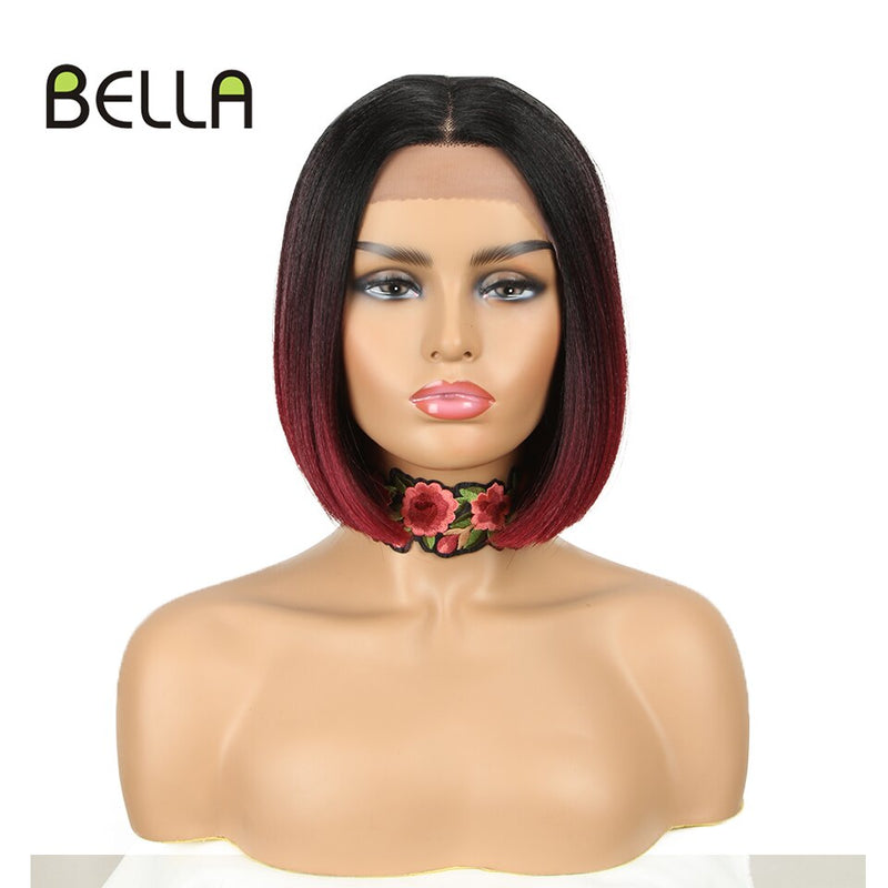 Bella Bob Wig Synthetic Lace Wig Short Blonde Bob Pink 613 Red Lemon Lace Short Hair 10-13 Inch Wigs For Women Lolita Cosplay