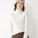 SuyaDream mujer suéteres de lana sólida 100% lana cuello alto jerseys lisos 2021 Otoño Invierno camisas de fondo prendas de punto