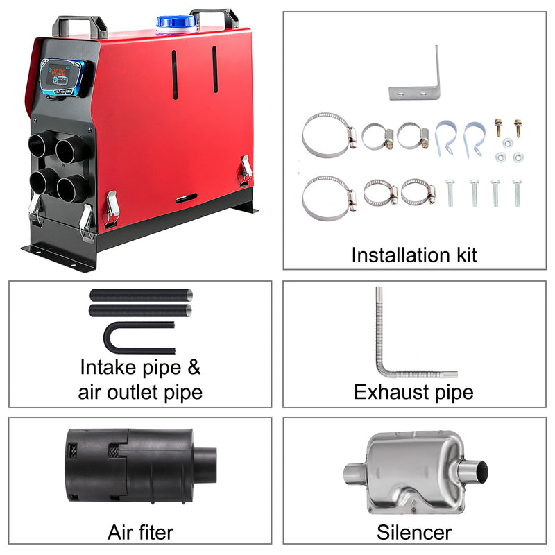 VEVOR 5KW 12V Diesel Air Heater 4 Air Outlets All in One With LCD Switch and Remote Control for Car Bus RV Trucks Camper Vans