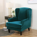 Wing back Chair Cover Velvet Spandex Stretch Slipcovers for office Chairs Stylish 2 Piece Set With Elastic Band