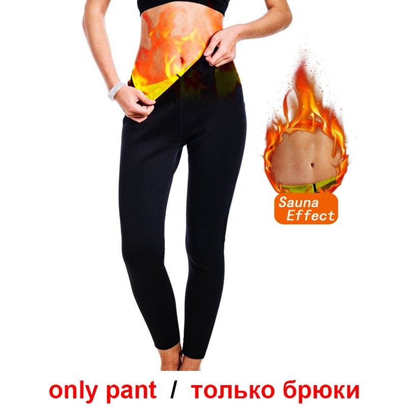 Twinso Slimming Pant + Shirt Women Sport Set Neoprene Sauna Suit Weight Loss Body Shaper Waist Trainer Blouse Legging Tracksuit