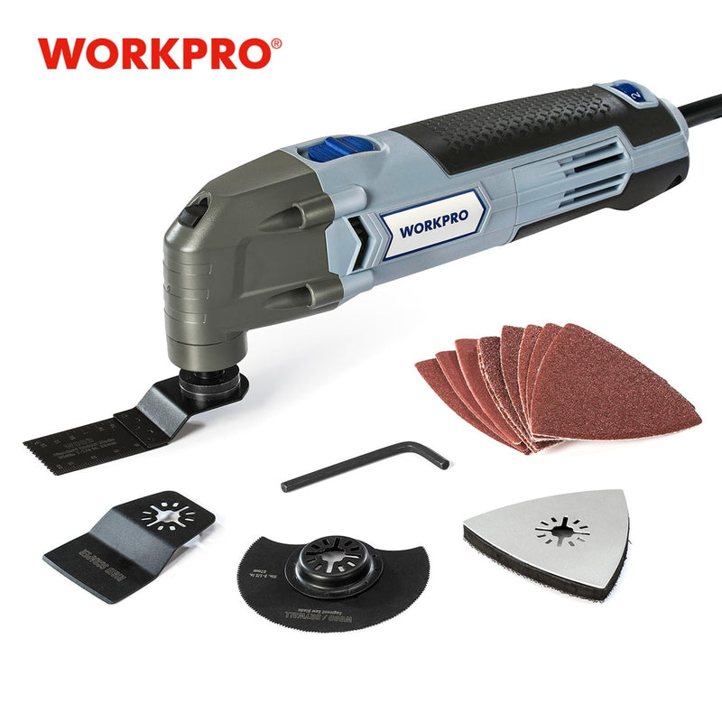 Herramienta oscilante WORKPRO, sierra recortadora eléctrica de 220V para trabajar la madera, potencia de 300W para el hogar, recortadora de madera DIY, multiherramienta